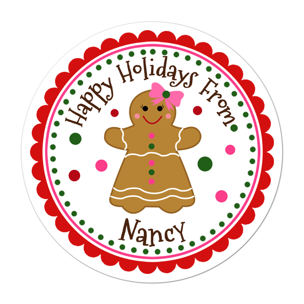 Gingerbread Girl Personalized Sticker Christmas Stickers - INKtropolis