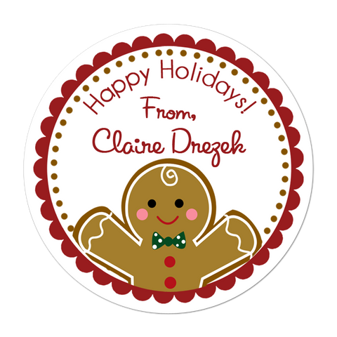 Gingerbread Boy Personalized Christmas Gift Sticker