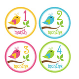 Girl Little Birds Monthly Baby Stickers onesie sticker - INKtropolis