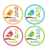 Girl Little Birds Monthly Baby Stickers onesie sticker - INKtropolis