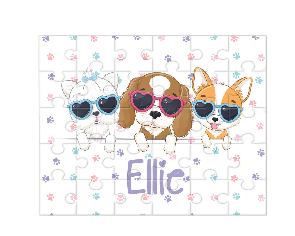 Personalized Girl Puppy Dog Jigsaw Puzzle