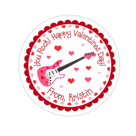 Guitar Girl Personalized Valentines Day Sticker