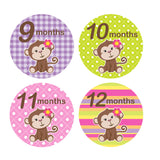 Girl Monkey Monthly Baby Stickers onesie sticker - INKtropolis