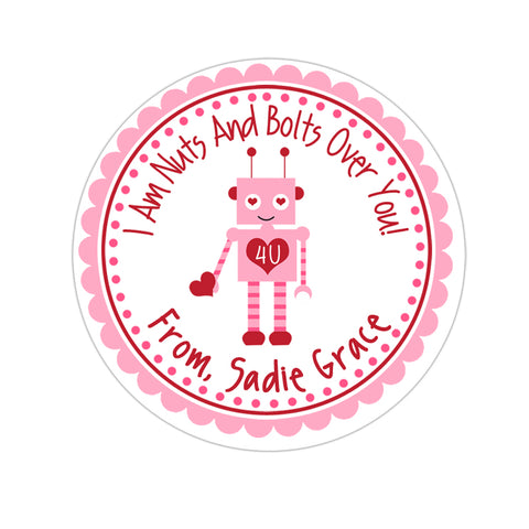 Girl Robot Personalized Valentines Day Sticker