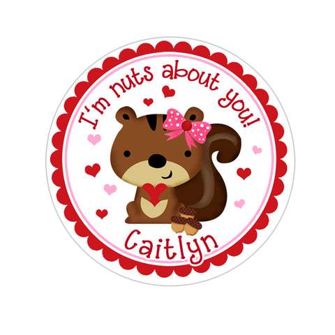 Girl Squirrel Personalized Valentines Day Sticker