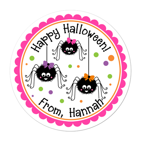 Girly Spiders Personalized Halloween Sticker