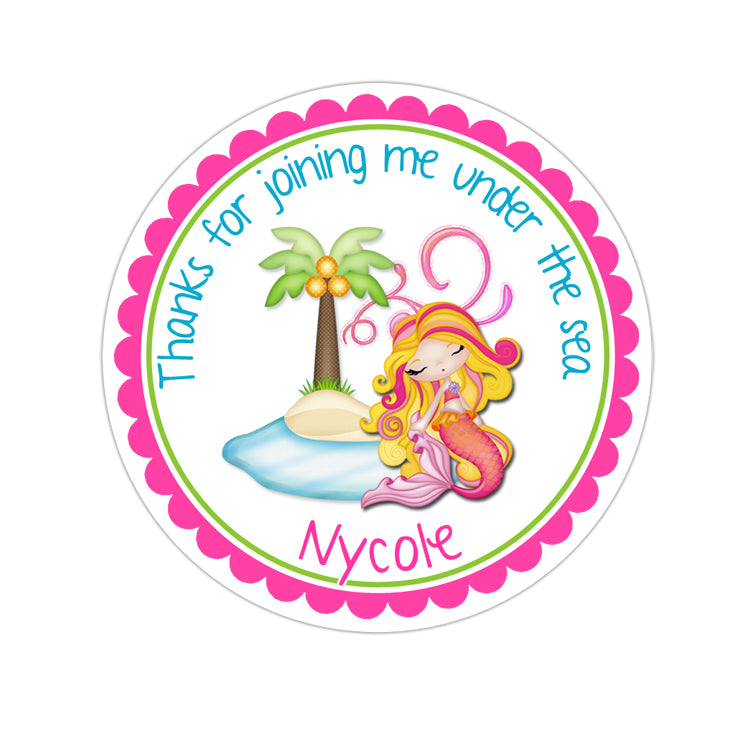 Mermaid Personalized Sticker Birthday Stickers - INKtropolis