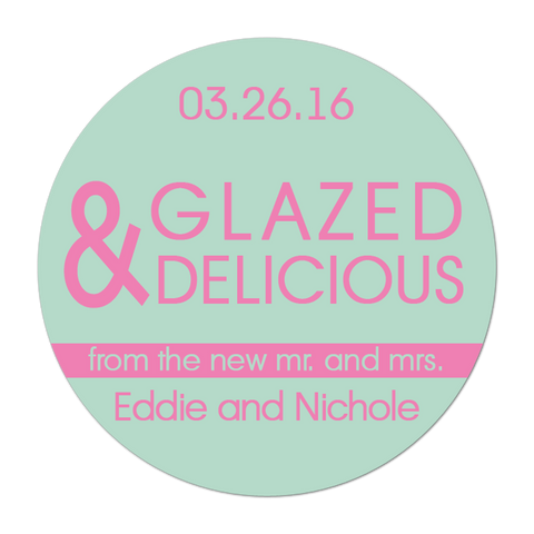 Glazed and Delicious Personalized Donut Wedding Favor Sticker