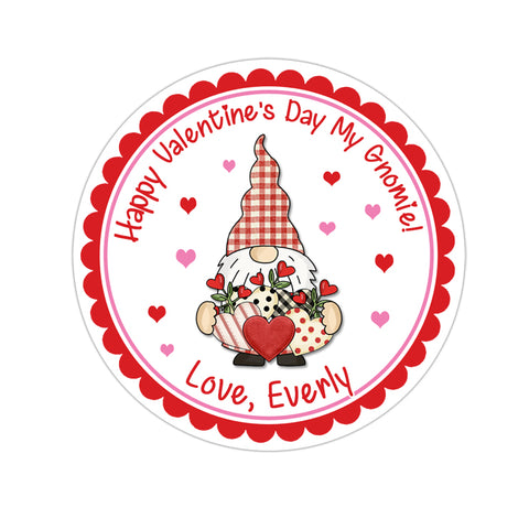 Gnome Personalized Valentines Day Sticker