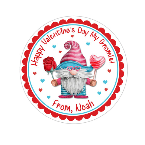 Lollipop Gnome Personalized Valentines Day Sticker