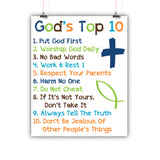 Gods 10 Commandments for Kids, Religious Poster, Print, Framed or Canvas other art - INKtropolis