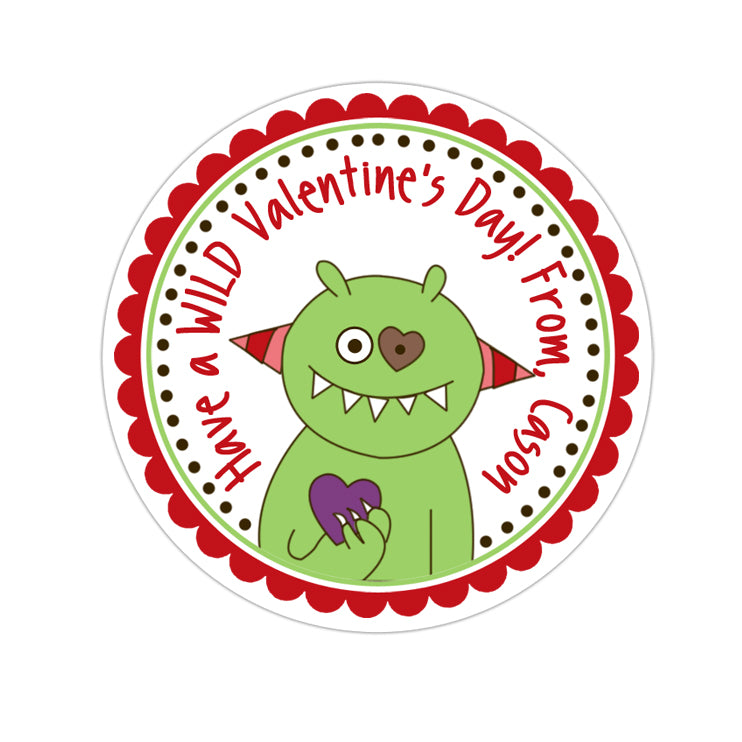 Monster Valentines Day Personalized Sticker Valentines Day Stickers - INKtropolis