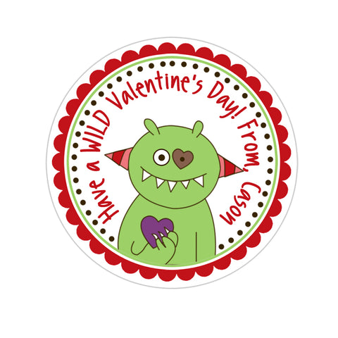 Monster Personalized Valentines Day Sticker