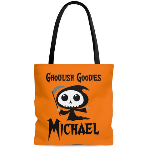 Personalized Halloween Trick Or Treat Bag, Kids Halloween Tote Bag - Grim Reaper