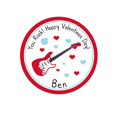 Guitar Boy Personalized Valentines Day Sticker