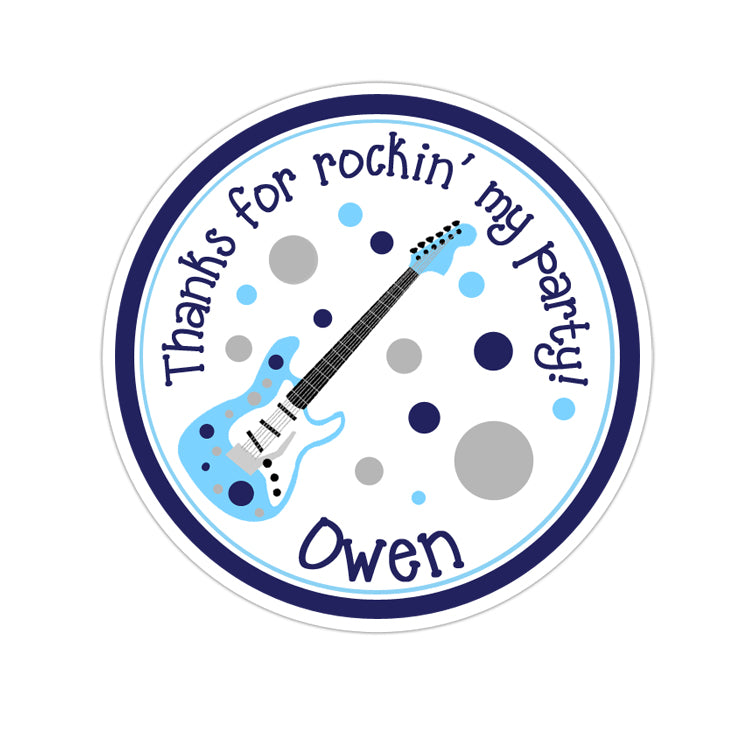 Rock Guitar Dots Personalized Sticker Birthday Stickers - INKtropolis