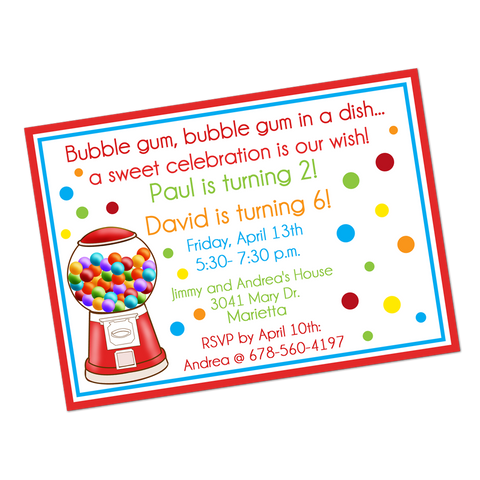 Gumballs Digital Birthday Invitation