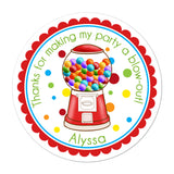 Red Gumball Machine Personalized Sticker Birthday Stickers - INKtropolis