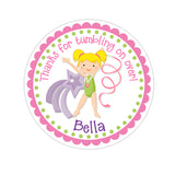 Blonde Hair Girl Gymnastic Personalized Sticker Birthday Stickers - INKtropolis