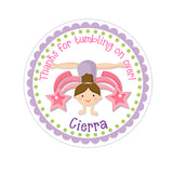 Brown Hair Girl Gymnastic Personalized Sticker Birthday Stickers - INKtropolis