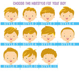 Personalized Custom Boy Character Plate, Bowl, Mug, Placemat Set - Choose Your Pieces