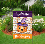 Personalized Halloween Garden Flag - Witch Jack O Lantern