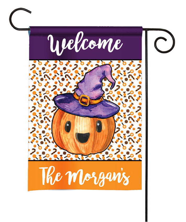 personalized pumpkin witch halloween yard flag