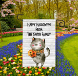 Personalized Halloween Garden Flag - Black Cat