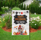 Personalized Halloween Garden Flag - Haunted House