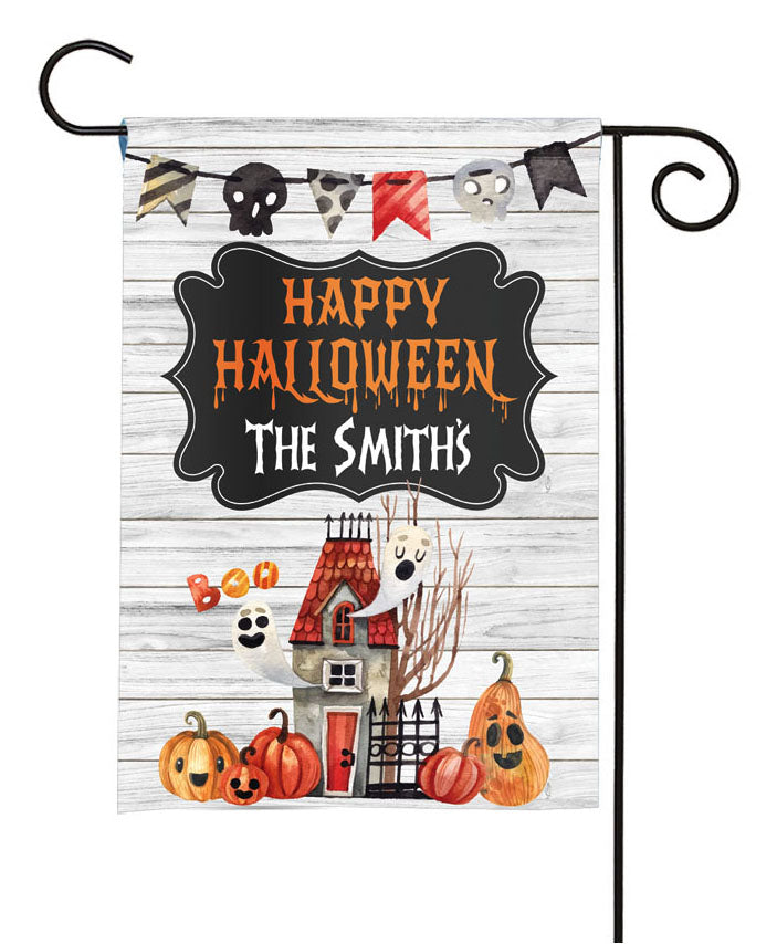 personalized haunted house halloween yard flag