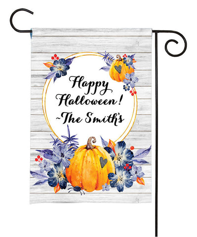Personalized Halloween Garden Flag - Pumpkin Floral