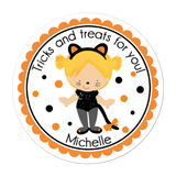 Brown Hair Cat Costume Personalized Sticker Halloween Stickers - INKtropolis