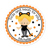 Blonde Hair Cat Costume Personalized Sticker Halloween Stickers - INKtropolis