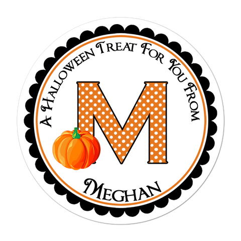 Pumpkin Monogram Personalized Halloween Sticker