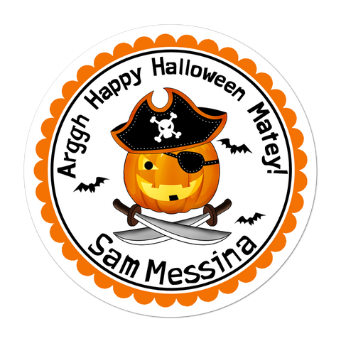 Pirate Jack O Lantern Personalized Halloween Sticker