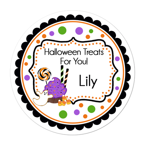 Halloween Treats Fancy Frame Personalized Halloween Sticker