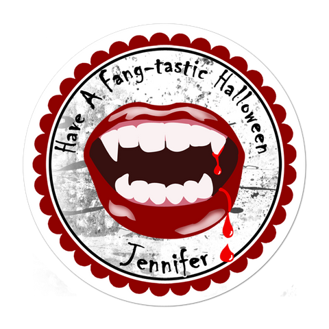 Vampire Lips Personalized Halloween Sticker