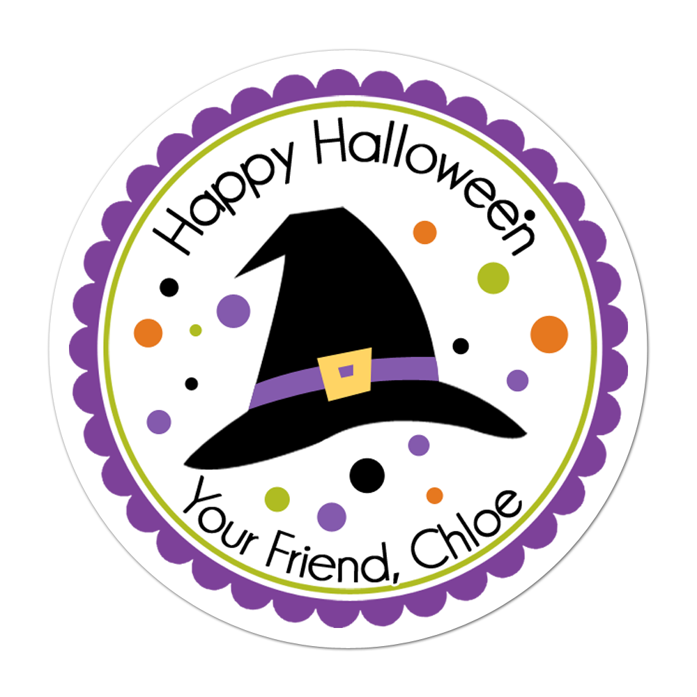 Witch Hat Personalized Sticker Halloween Stickers - INKtropolis
