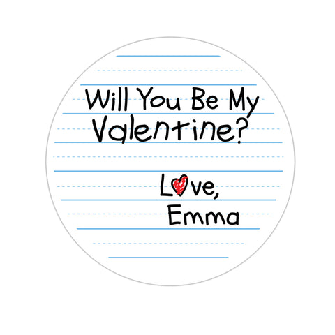 Handwritten Note Personalized Valentines Day Sticker
