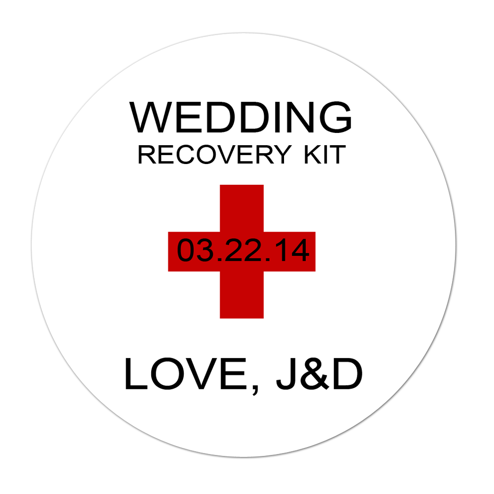 Wedding Hangover Recovery Kit Personalized Sticker Wedding Stickers - INKtropolis