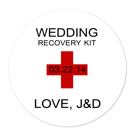 Wedding Hangover Recovery Kit Personalized Wedding Favor Sticker