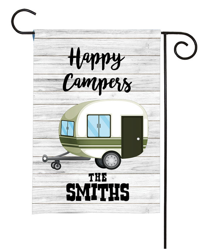 Personalized Camping Flag - Happy Campers - Rustic Camper