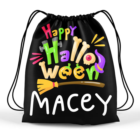 Personalized Halloween Trick Or Treat Bag, Kids Drawstring Bag - Happy Halloween