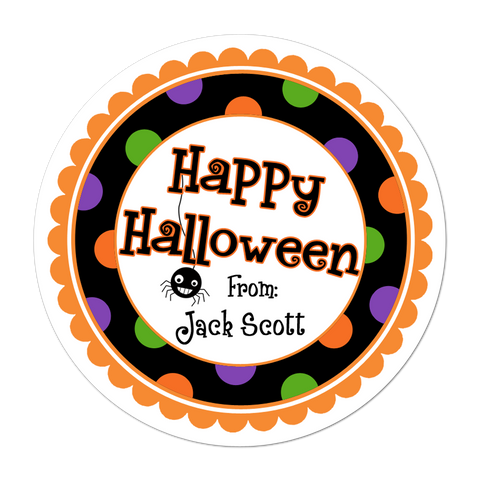 Happy Halloween Polka Dot Border Personalized Halloween Sticker