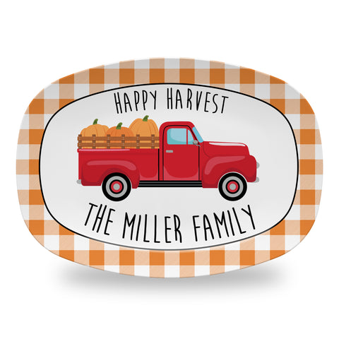 Personalized Thanksgiving Platter, Serving Tray - Happy Harvest
