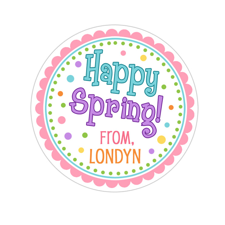 Happy Spring Blue and Purple Personalized Sticker Other Holiday Stickers - INKtropolis