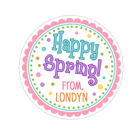 Happy Spring Blue and Purple Personalized Sticker