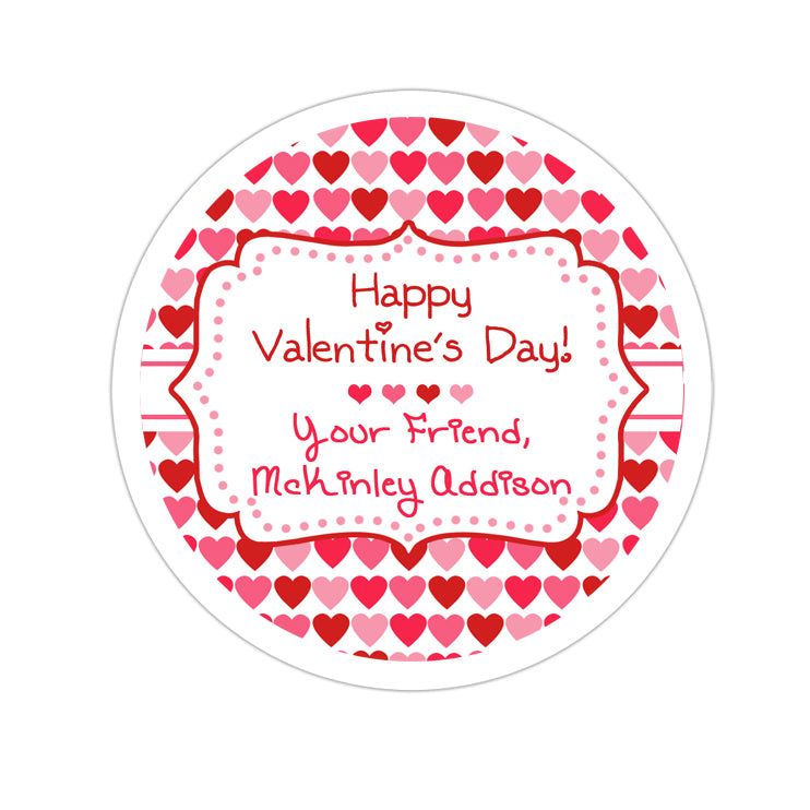 Hearts Galore Valentines Day Personalized Sticker Valentines Day Stickers - INKtropolis