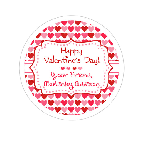 Hearts Galore Personalized Valentines Day Sticker