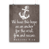 Bible Artwork Hebrews 6:19 Grunge Background Poster, Print, Framed or Canvas other art - INKtropolis